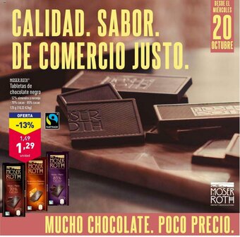 ALDI Moser Roth Tabletas de chocolate negro oferta