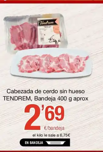 SPAR Cabezada de cerdo sin hueso Tendrem, Bandeja 400g aprox oferta