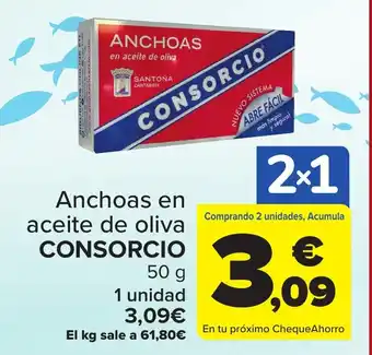 Carrefour Anchoas en aceite de oliva CONSORCIO oferta