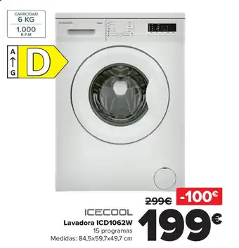 Carrefour ICECOOL Lavadora ICD1062W oferta