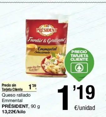 SPAR Président Queso rallado Emmental 90g oferta