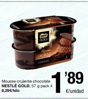 SPAR Nestlé Gold Mousse crujiente chocolate 57 g pack 4 oferta