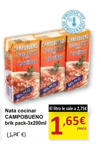 SPAR Nata cocinar CAMPOBUENO brik pack-3x200ml oferta