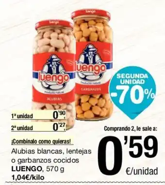 SPAR Luengo Alubias blancas, lentejas o garbanzos cocidos 570g oferta
