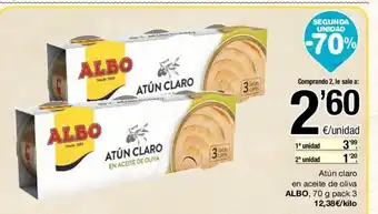 SPAR Albo Atún claro en aceite de oliva 70g pack 3 oferta