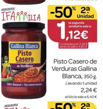 Supermercados El Jamón Pisto Casero de Verduras Gallina Blanca, 350 g. oferta