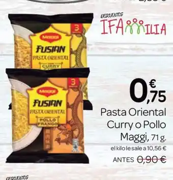 Supermercados El Jamón Pasta Oriental Curry o Pollo Maggi, 71g. oferta