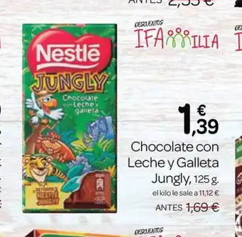 Supermercados El Jamón Chocolate con Leche y Galleta Jungly, 125 g. oferta