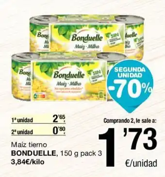SPAR Bonduelle Maiz tierno, 150g pack 3 oferta