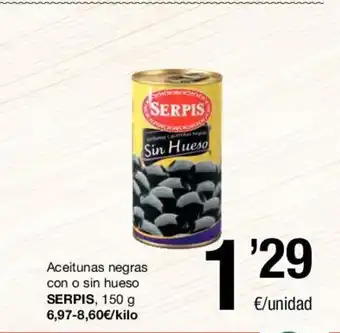 SPAR Serpis Aceitunas negras con o sin hueso, 150g oferta