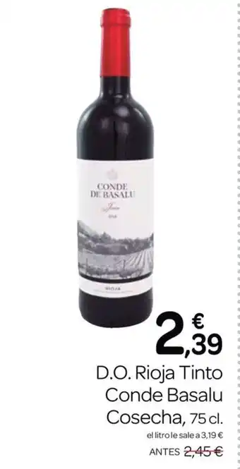 Supermercados El Jamón D.O. Rioja Tinto Conde Basalu Cosecha, 75 cl. oferta