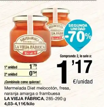 SPAR La Vieja Fábrica Melmelada Diet melocotón, fresa, naranja,amarga o frambuesa, 285-290g oferta