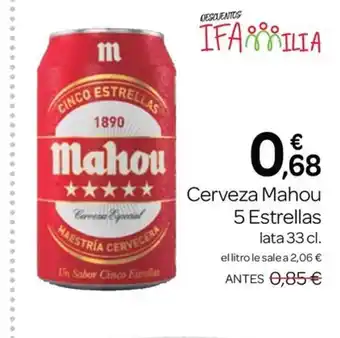 Supermercados El Jamón Cerveza Mahou 5 Estrellas oferta