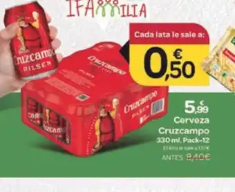 Supermercados El Jamón Cerveza Cruzcampo oferta