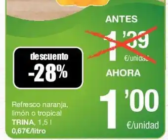 SPAR Trina Refresco naranja, limón o tropical, 1,5 l oferta