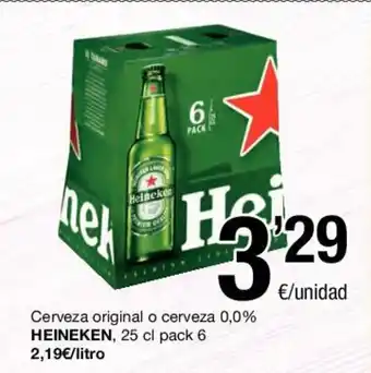 SPAR Heineken Cerveza original o cerveza 0,0% 25 cl pack 6 oferta
