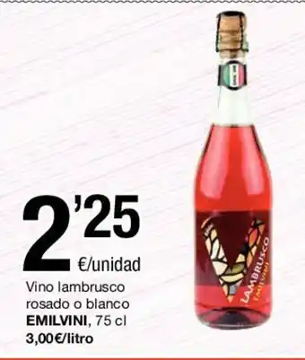 SPAR Emilvini Vino lambrusco rosado o blanco, 75 cl oferta