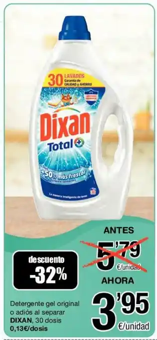 SPAR Dixan Detergente gel original o adiós al separar, 30 dosis oferta