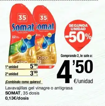 SPAR Somat Lavavajillas gel vinagre, o antigrasa, 35 dosis oferta