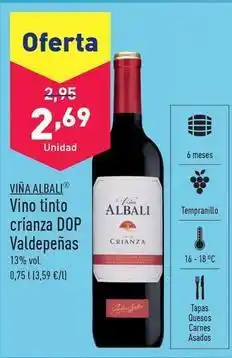 ALDI Viña albali - vino tinto crianza dop valdepeñas oferta