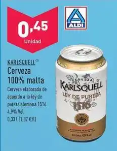 ALDI Karlsquell - cerveza 100% malta oferta