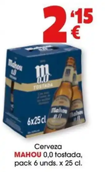 TOP Cash & Carry Cerveza MAHOU 0,0 tostada, pack 6 unds. x 25 cl. oferta