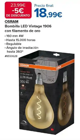 Costco OSRAM Bombilla LED Vintage 1906 con filamento de oro oferta