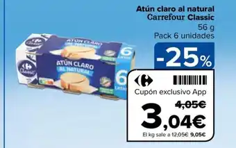 Carrefour Atún claro al natural Carrefour Classic oferta