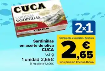 Carrefour Sardinillas en aceite de oliva CUCA 63 g oferta