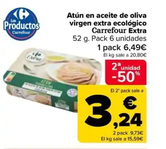 Carrefour Atún en aceite de oliva virgen extra ecológico Carrefour Extra oferta