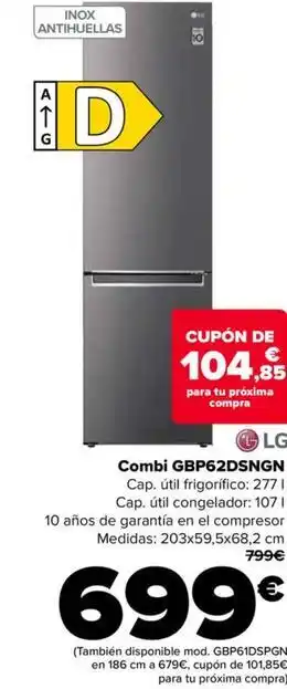 Carrefour Lg - combi gbp62dsngn oferta