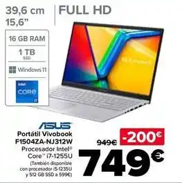 Carrefour Asus - portátil vivobook f1504za-nj312w oferta