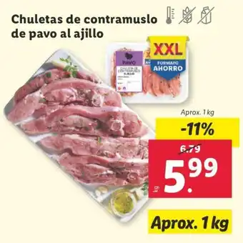 Lidl Chuletas de contramuslo de pavo al ajillo oferta