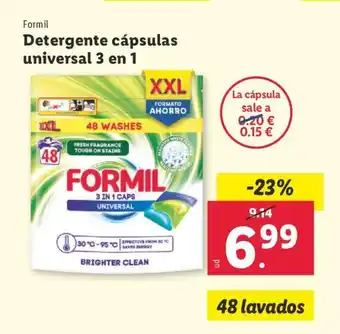 Lidl Formil Detergente cápsulas universal 3 en 1 oferta