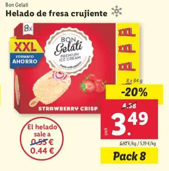 Lidl Bon Gelati Helado de fresa crujiente oferta