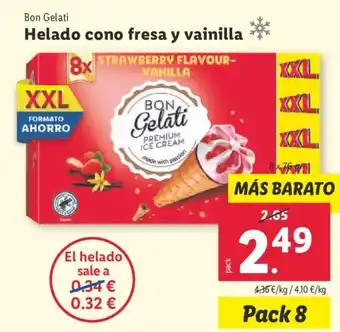 Lidl Helado cono fresa y vainilla oferta