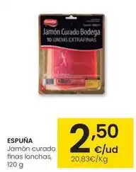 Eroski Espuña - jamón curado finas lonchas oferta