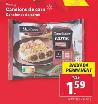 Lidl Monissa Canelons de carn Canelones de carne oferta