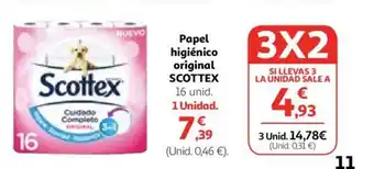 Alcampo Papel higiénico original SCOTTEX oferta