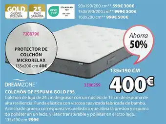 JYSK COLCHÓN DE ESPUMA GOLD F95 oferta