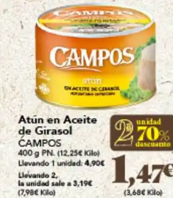 Gadis Atún en Aceite de Girasol CAMPOS oferta