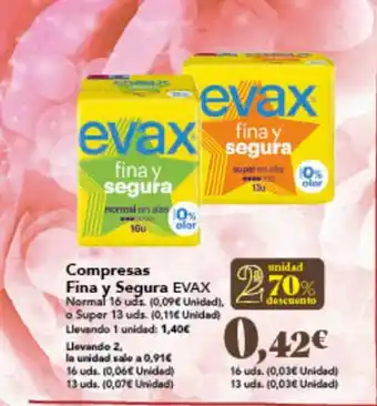 Gadis Compresas Fina y Segura EVAX oferta