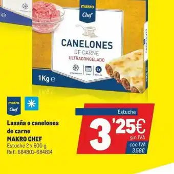 Makro Lasaña O Canelones De Carne Makro Chef 2 x 500g oferta