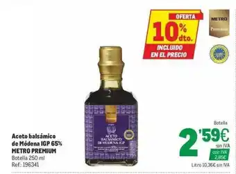 Makro Aceto Balsámico De Módena Igp 65% Metro Premium 250ml oferta