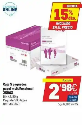 Makro Caja 5 Paquetes Papel Multifuncional Xerox 80g oferta