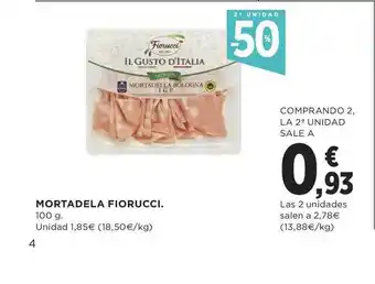 Supercor Exprés 2a Unidad -50% Mortadela Fiorucci 100g oferta