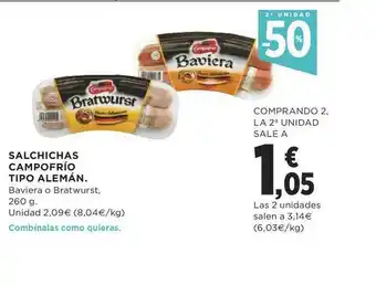 Supercor Exprés 2a Unidad -50% Salchichas Campofrío Tipo Alemán 260g oferta