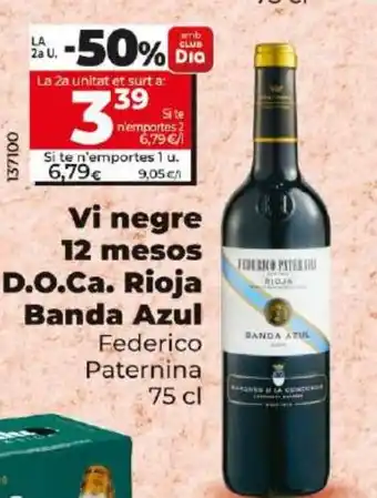 Dia Vi negre 12 mesos D.O.Ca. Rioja Banda Azul oferta