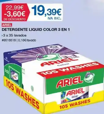 Costco Ariel Detergente Liquid Color 3 En 1 oferta