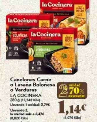 Gadis La cocinera - canelones carne o lasaña boloñesa o verduras oferta